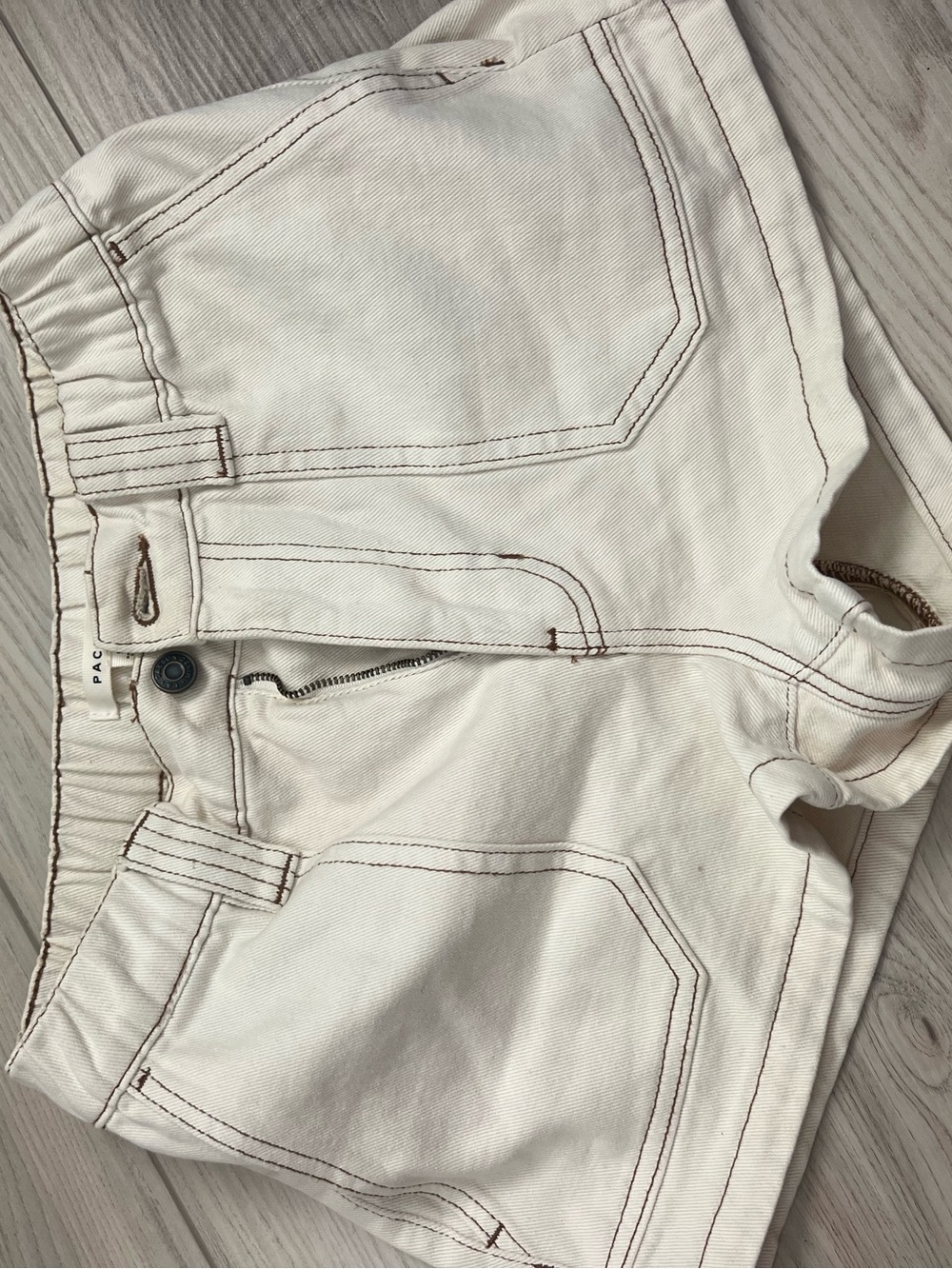 PAC sun vintage cream mini shorts
